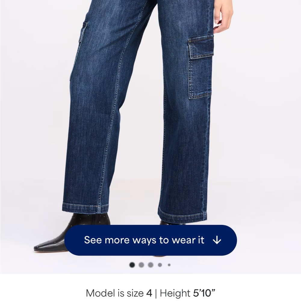 Dark Blue Straight-Leg Cargo Jeans